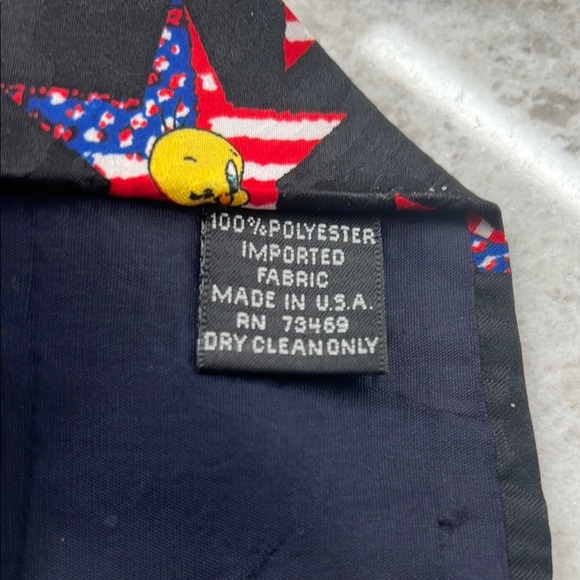 Looney Tunes Mania Vintage 1995 USA Patriotic Tie Stars Stripes Tweety Sylvester - Picture 4 of 5